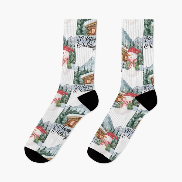 Item preview, Happy Holidays Snowman Outside Cabin! designed and sold by TidyKitchenInc.