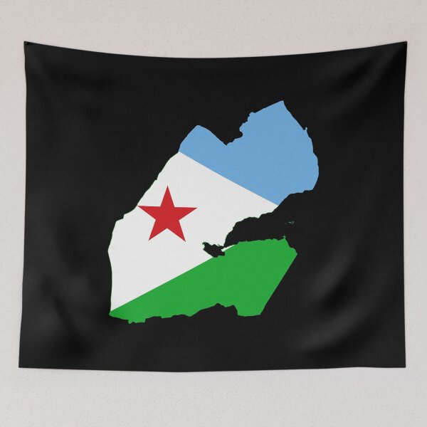 Item preview, Flag Map of Djibouti designed and sold by feether-store.