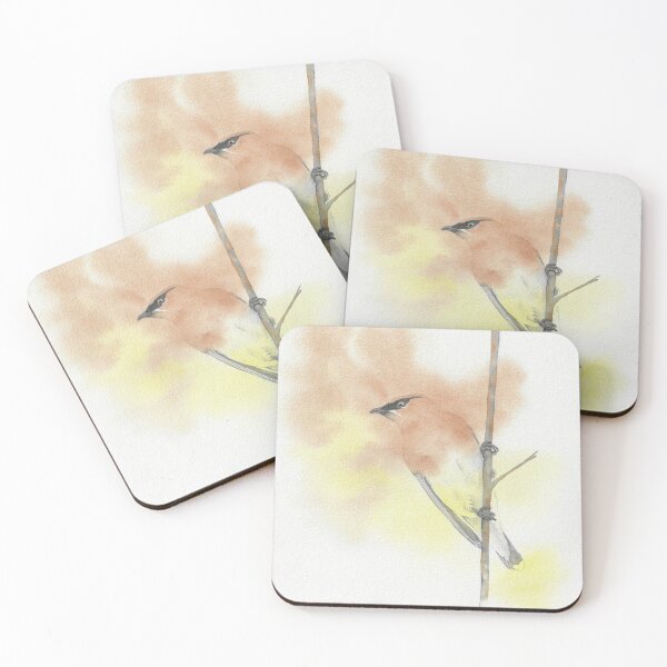 Item preview, cedar waxwing watercolor bird portrait designed and sold by L'Atelier Oranjade.