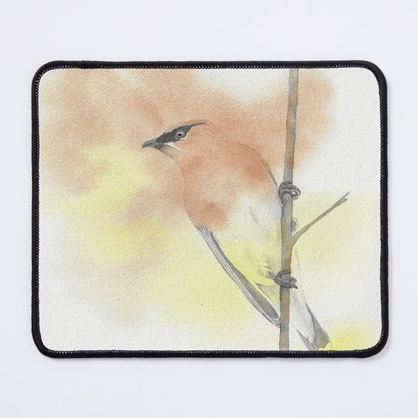 Item preview, cedar waxwing watercolor bird portrait designed and sold by L'Atelier Oranjade.
