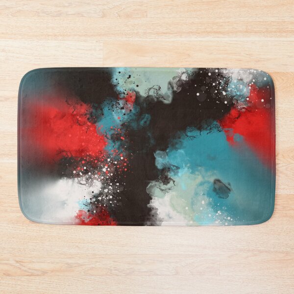 Item preview, A Touch of Scarlet - Turquoise Blue Red Black Abstract designed and sold by Joey Santiago.