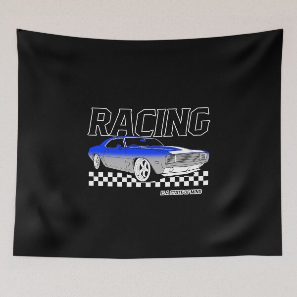 Item preview, Racing Is A State Of Mind Funny Checkered Flag Fast Cars Speed Motorsports Street Racing Classic Cars designed and sold by CarantinedChaos.