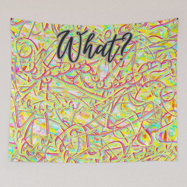 Item preview,  What? The word "what?" written on a colorful background. designed and sold by My-fake-places.