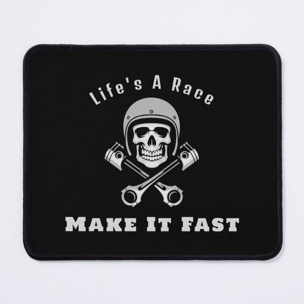 Item preview, Life's A Race Make It Fast Skull Piston Rod Racing Cars Racetrack Drag Strip Speed Motorsports Skull Face designed and sold by CarantinedChaos.