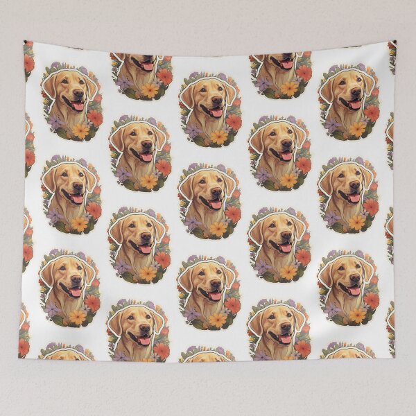 Item preview, Golden Blossoms - Cartoon Labrador Portrait designed and sold by PureGlee.