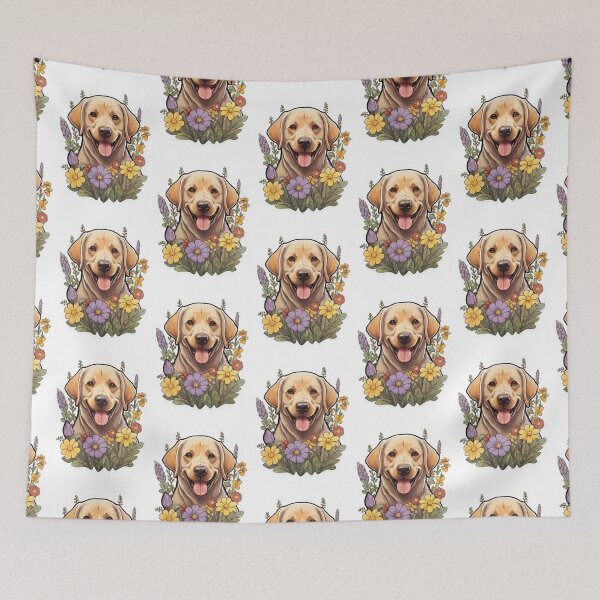 Item preview, Floral Harmony - Cartoon Golden Labrador Portrait designed and sold by PureGlee.