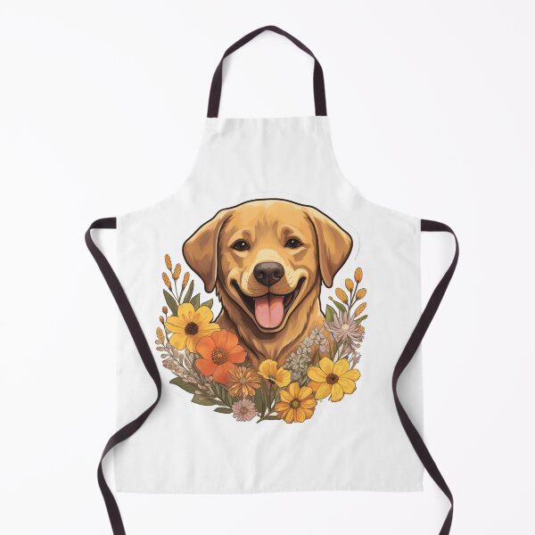 Item preview, Labrador Serenity - Cartoon Golden Lab Among Flowers designed and sold by PureGlee.
