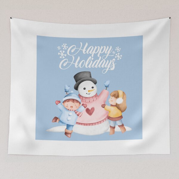 Item preview, Happy Holidays Children Playing with Snowman! designed and sold by TidyKitchenInc.