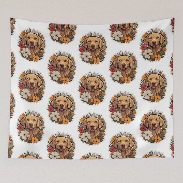 Item preview, Golden Bloom Bliss - Cartoon Labrador Portrait designed and sold by PureGlee.