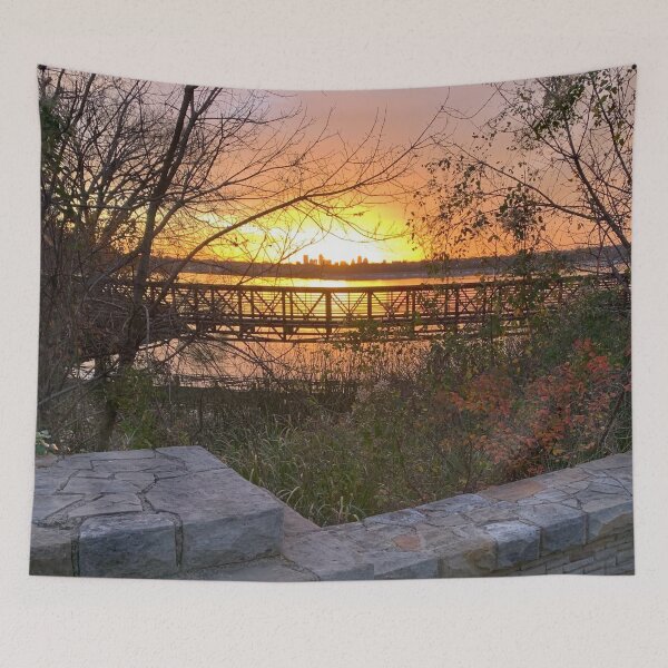 Item preview, Dallas Skyline at Sunset from White Rock Lake Dallas Texas designed and sold by Neeshki.
