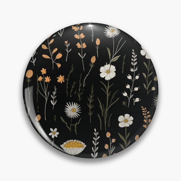 Item preview, minimalist wildflowers on black #2 designed and sold by darkartsflowers.