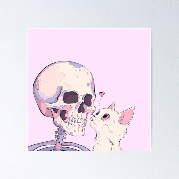 Item preview, Cute Cat and Skeleton designed and sold by Jess.a.creates.