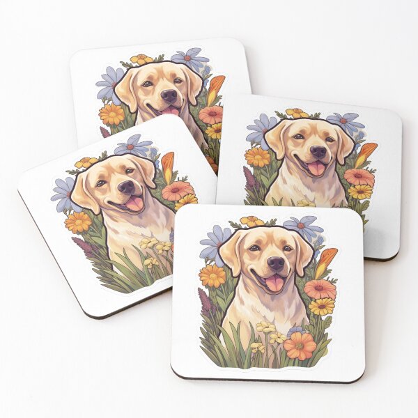 Item preview, Golden Petals - Cartoon Labrador Amidst Flowers designed and sold by PureGlee.