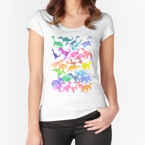 Roarsome Rainbow Dinosaur Alphabet Fitted Scoop T-Shirt