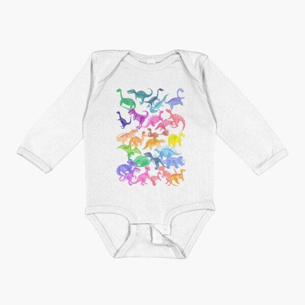 Roarsome Rainbow Dinosaur Alphabet Long Sleeve Baby One-Piece