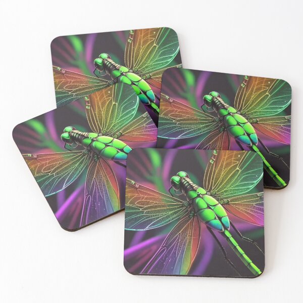 Item preview, Psychedelic Rainbow Green Dragonfly Closeup designed and sold by SquirmArt.