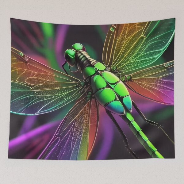 Item preview, Psychedelic Rainbow Green Dragonfly Closeup designed and sold by SquirmArt.