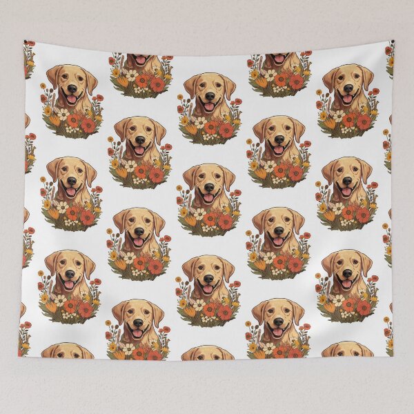 Item preview, Golden Petal Serenade - Cartoon Labrador Portrait designed and sold by PureGlee.