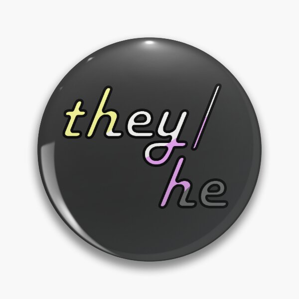Item preview, they/he nonbinary pronouns designed and sold by enbycow.