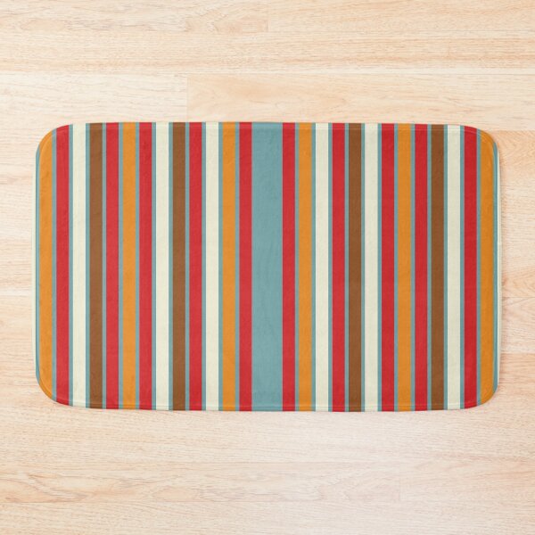Item preview, 1970 RETRO Vintage NARROW Vertical Stripes Red Orange Brown Blue Cream Simple Plain designed and sold by Wendy Eriksson.