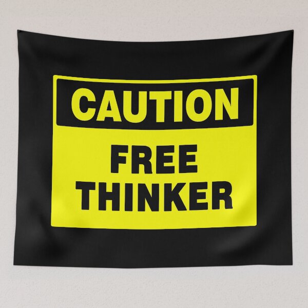 Item preview, Caution Free Thinker Yellow Sign, with Bold Black Font designed and sold by AASparksDesigns.