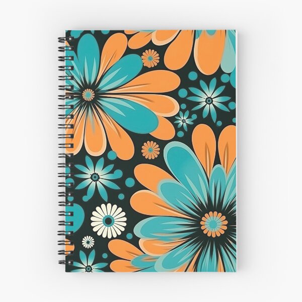 Item preview, Orange and Turquoise Retro Hippie Floral Pattern  designed and sold by Driftwood Spirits.