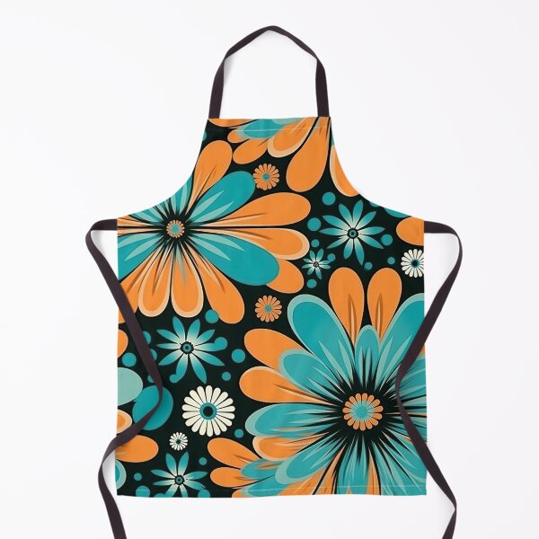 Item preview, Orange and Turquoise Retro Hippie Floral Pattern designed and sold by Driftwood Spirits.