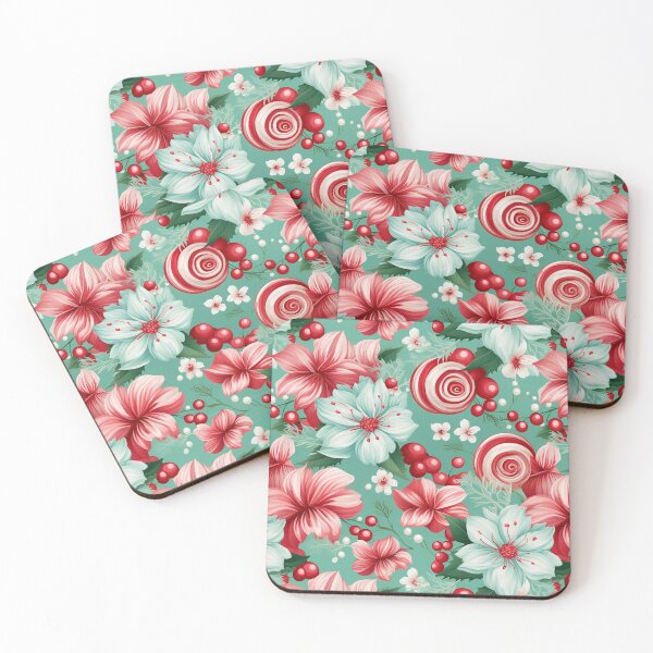 Item preview, Vintage Holiday Floral with Peppermints  designed and sold by Driftwood Spirits.