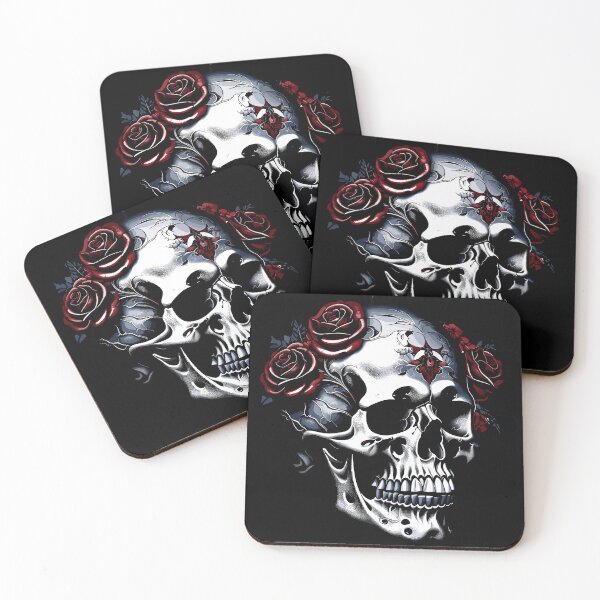 Item preview, Metalhead Skull and Red Roses designed and sold by PugD.