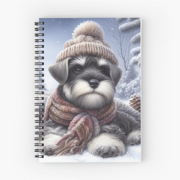 Item preview, Cute Schnauzer Puppy in Winter Hat and snow designed and sold by Animals-on-me.