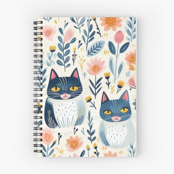 Item preview, Whimsical Blue and White Cats with Pink Flower Pattern - Unique Redbubble Design designed and sold by sweet1342.