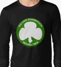 Silver Shamrock Novelties (SSN) Shirt - Traditional White Shamrock Design Long Sleeve T-Shirt