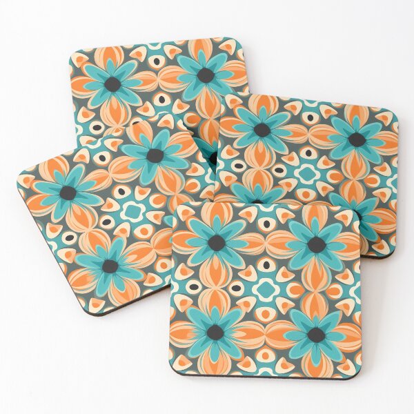 Item preview, Retro Style Floral Block Print designed and sold by Driftwood Spirits.