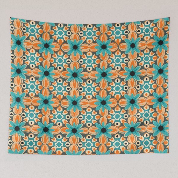 Item preview, Retro Style Floral Block Print designed and sold by Driftwood Spirits.