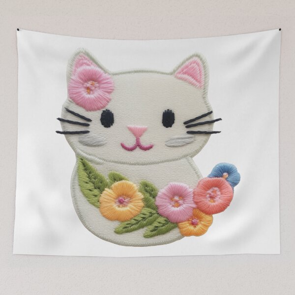 Item preview, Custom Hand-Knitted Aesthetic: Adorable Kitty Cat Art designed and sold by PaddyMcKhan.