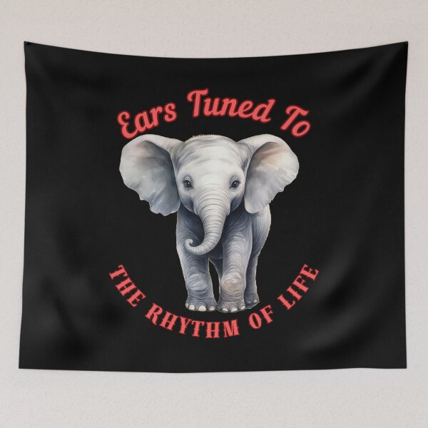 Item preview, Ears Tuned To The Rhythm Of Life. happy elephant designed and sold by ElephantVibes.