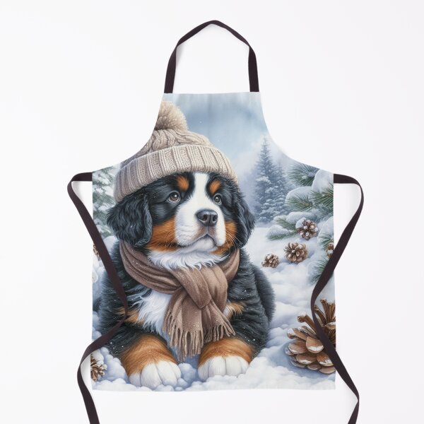 Item preview, Bernese Mountain Dog Puppy in Winter Hat and snow designed and sold by Animals-on-me.