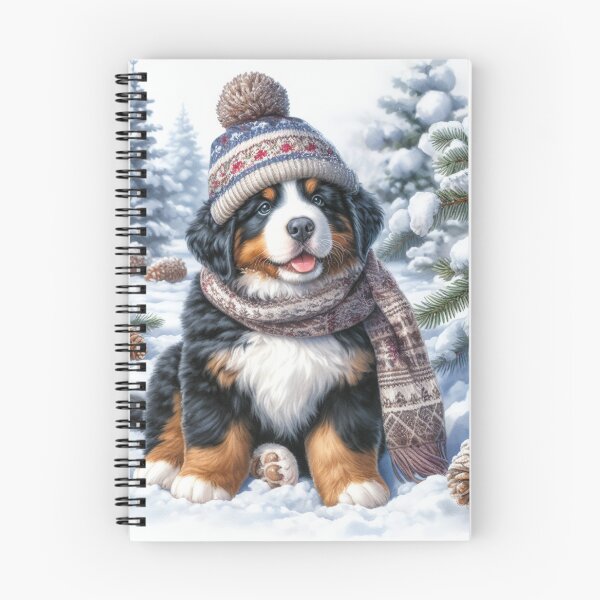 Item preview, Cute Bernese Mountain Dog Puppy in Winter Hat and snow designed and sold by Animals-on-me.