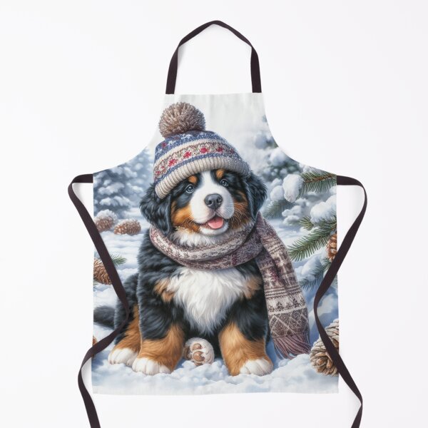 Item preview, Cute Bernese Mountain Dog Puppy in Winter Hat and snow designed and sold by Animals-on-me.