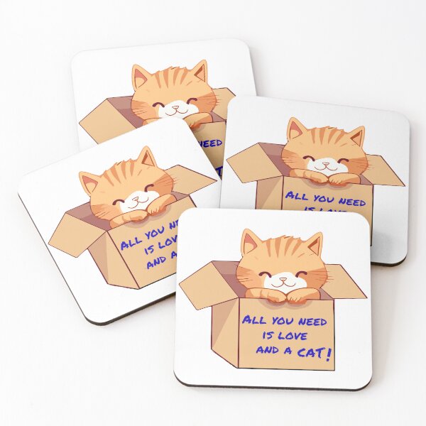Item preview, Abandoned ginger kitten in a box writes: 'All you need is love and a cat.' designed and sold by SOPIZiLA.