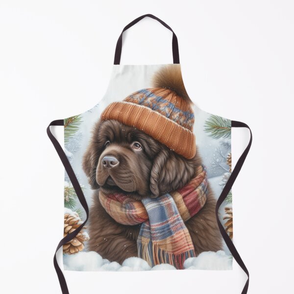 Item preview, Cute Brown Newfoundland Puppy in Winter Hat and snow designed and sold by Animals-on-me.
