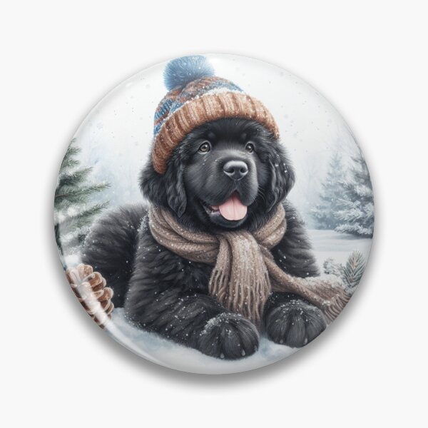 Item preview, Cute Black Newfoundland Puppy in Winter Hat and Scarf designed and sold by Animals-on-me.