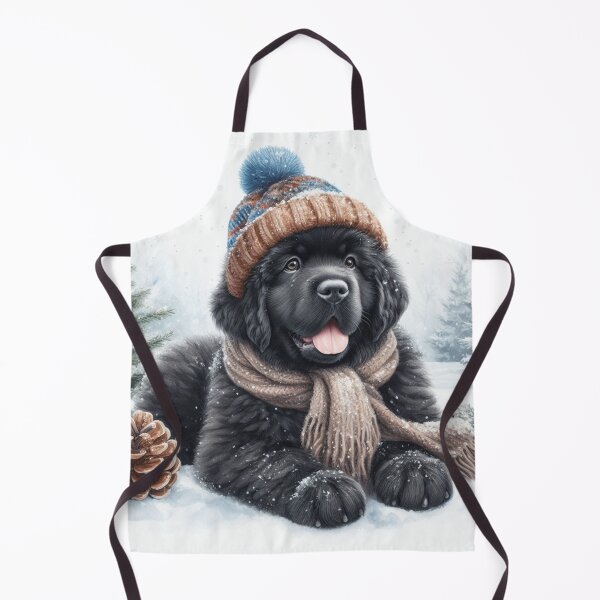 Item preview, Cute Black Newfoundland Puppy in Winter Hat and Scarf designed and sold by Animals-on-me.
