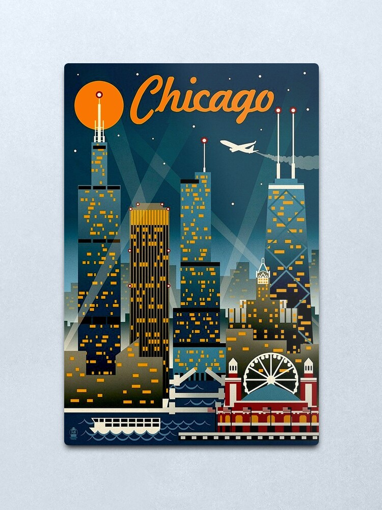 Alternate view of "CHICAGO" Vintage Travel Advertising Print Metal Print