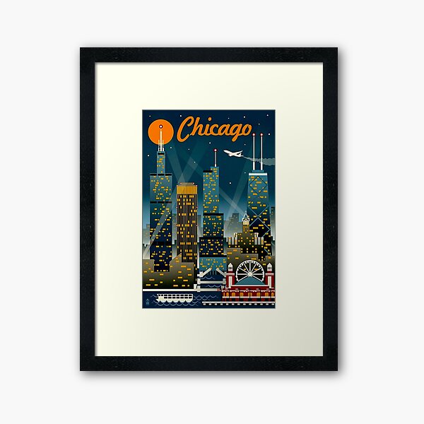 CHICAGO ; Vintage Travel Advertising Print Framed Art Print