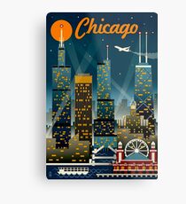 "CHICAGO" Vintage Reise Werbung Print Metalldruck