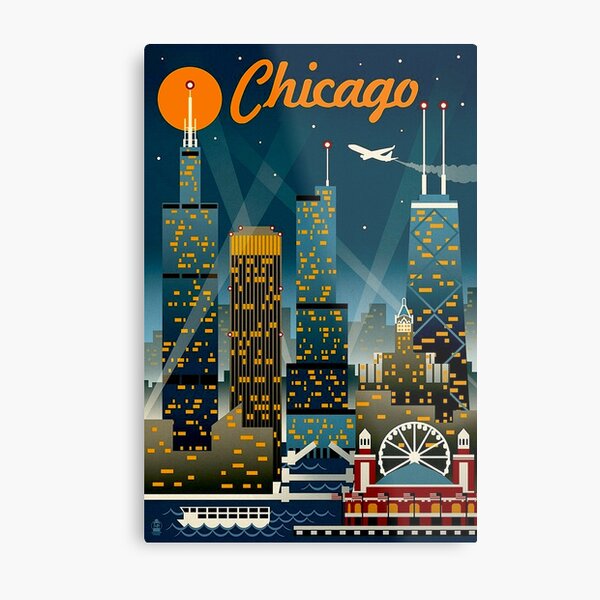 CHICAGO ; Vintage Travel Advertising Print Metal Print