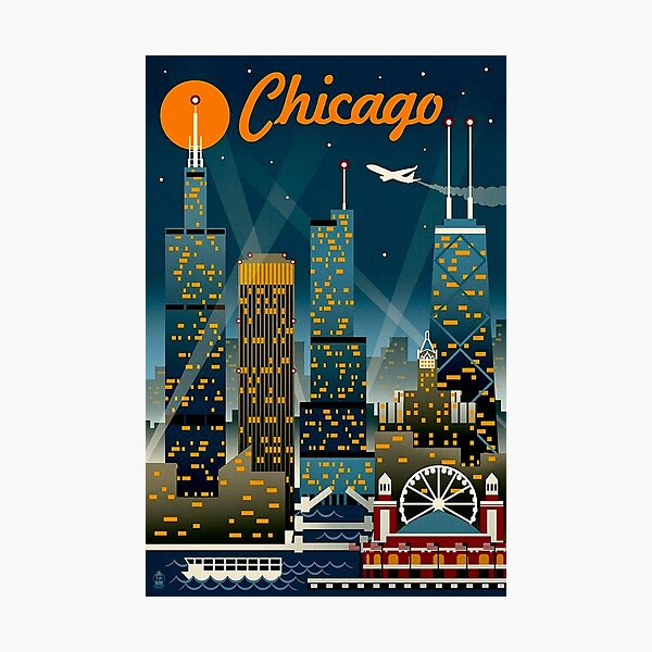 "CHICAGO" Vintage Travel Advertising Print Photographic Print