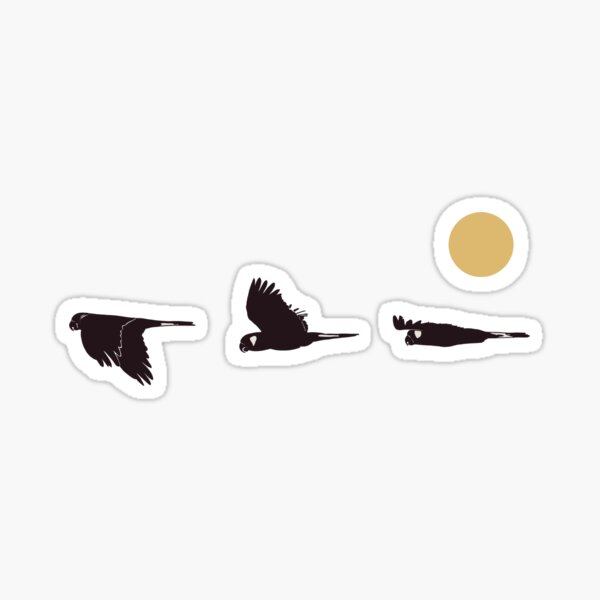 Item preview, Three yellow tailed black cockatoos and the distant sun. designed and sold by Old Friends.