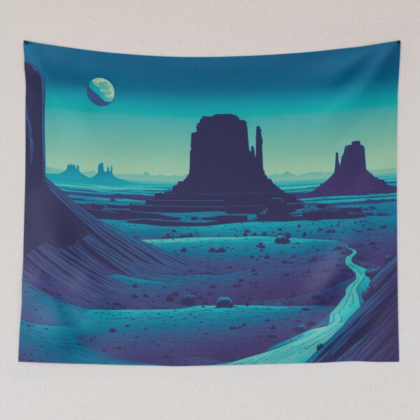 Item preview, Monument Valley Landscape with Road Blue Tones designed and sold by Secondearth.
